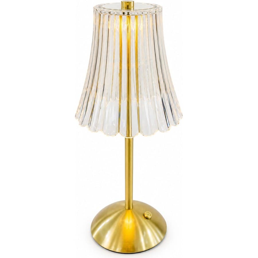 Abajur dourado de cristal