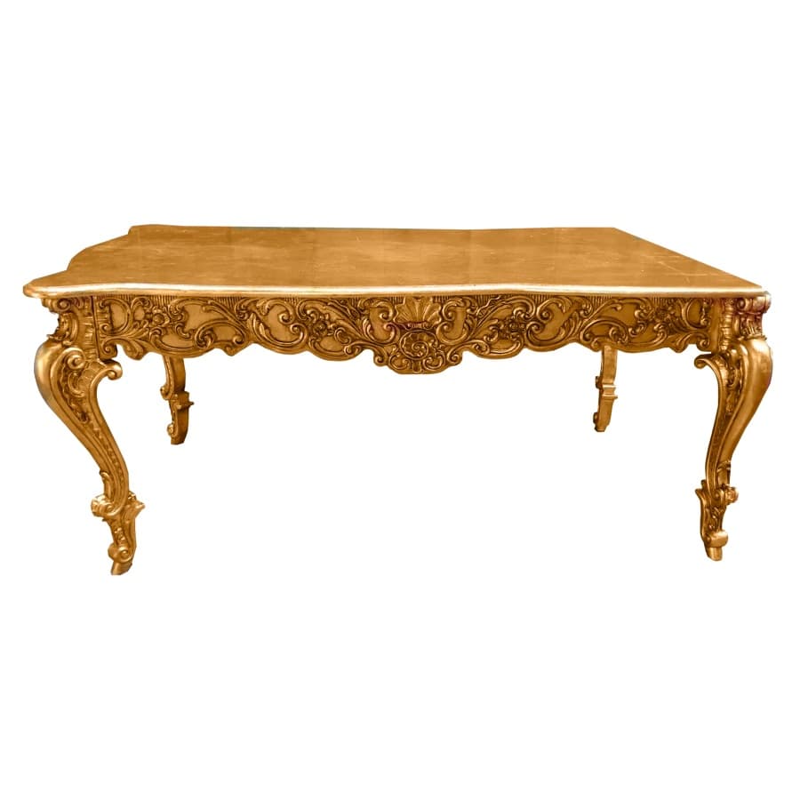 Mesa retangular imperial dourada